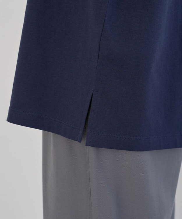 Green Parks フレンチスリーブ筆記体ロゴチュニック Navy