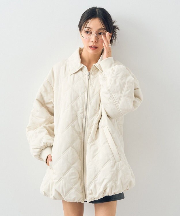 earth music&ecology ダブルステッチキルティングコート Ivory