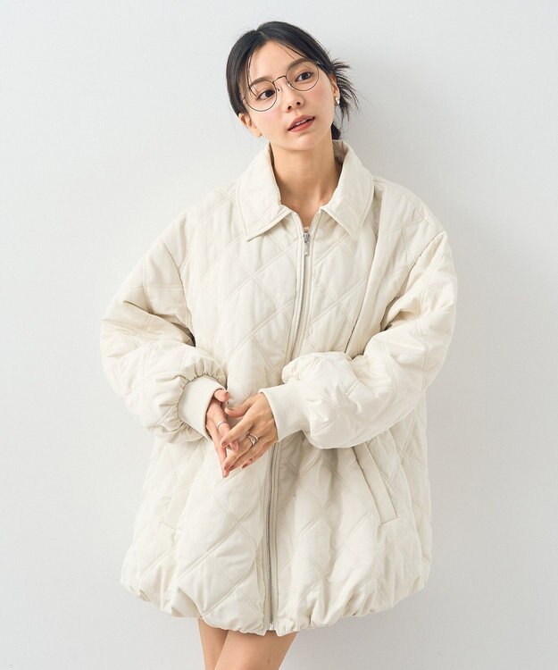 earth music&ecology ダブルステッチキルティングコート Ivory