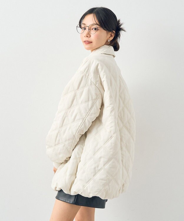 earth music&ecology ダブルステッチキルティングコート Ivory