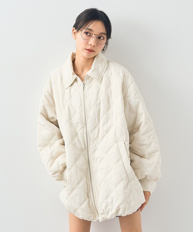 earth music&ecology ダブルステッチキルティングコート Ivory