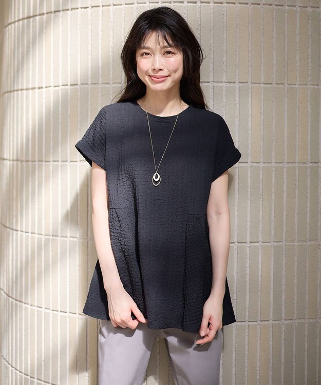 ANY L フクレジャージチュニック ブラック