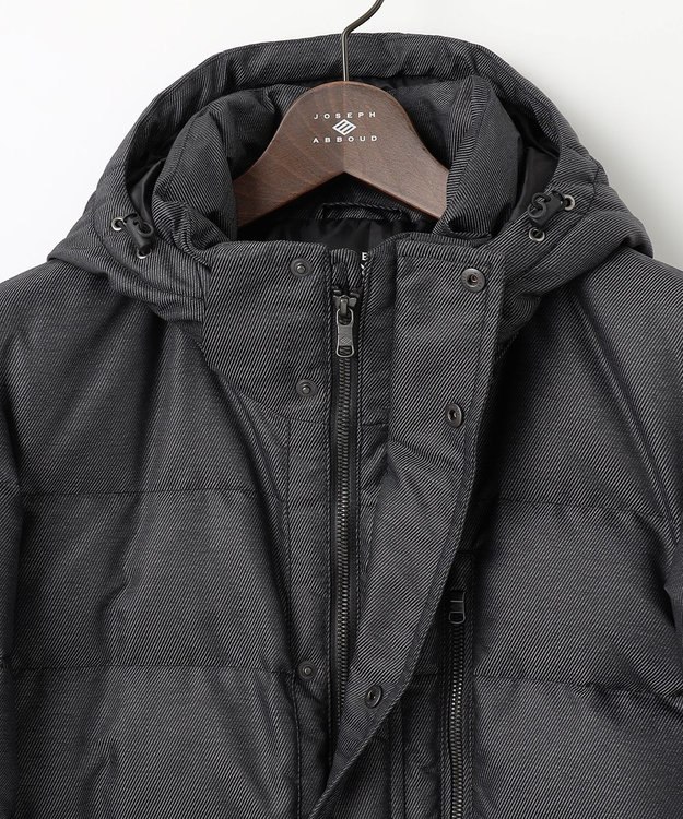 JOSEPH ABBOUD 【撥水/軽量/防風/フード取り外し可/ダウン】インターレースカルゼ  ダウン ブルゾン グレー系