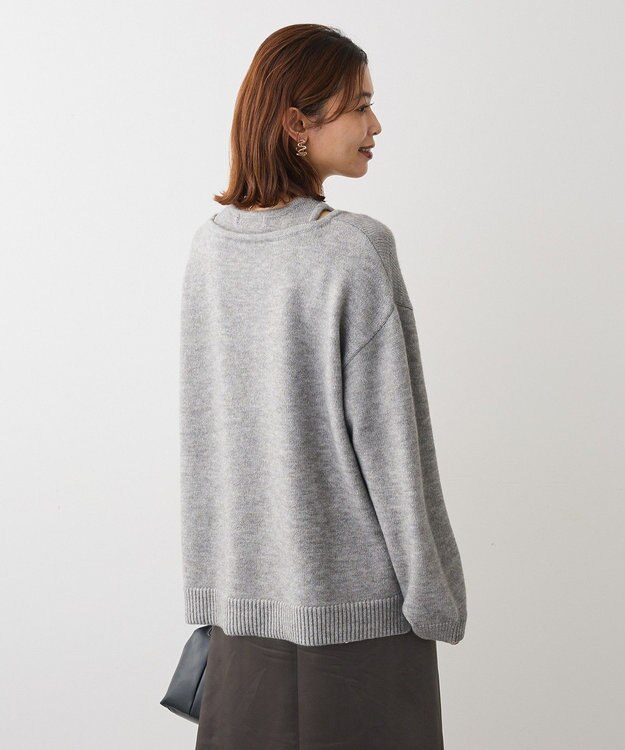 Green Parks フェイクレイヤードＶネックニットプルオーバー Gray Mixture