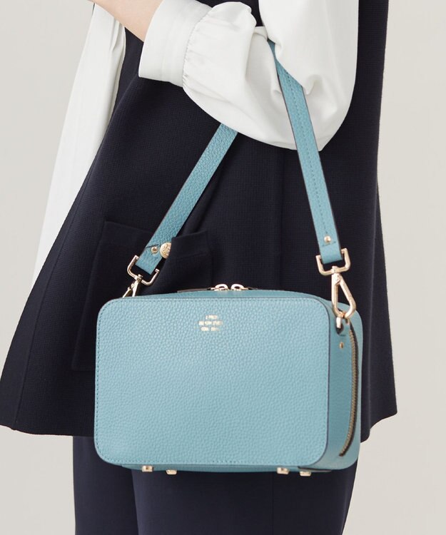 J.PRESS LADIES 【2way】レザー ショルダー バッグ ダルブルー系