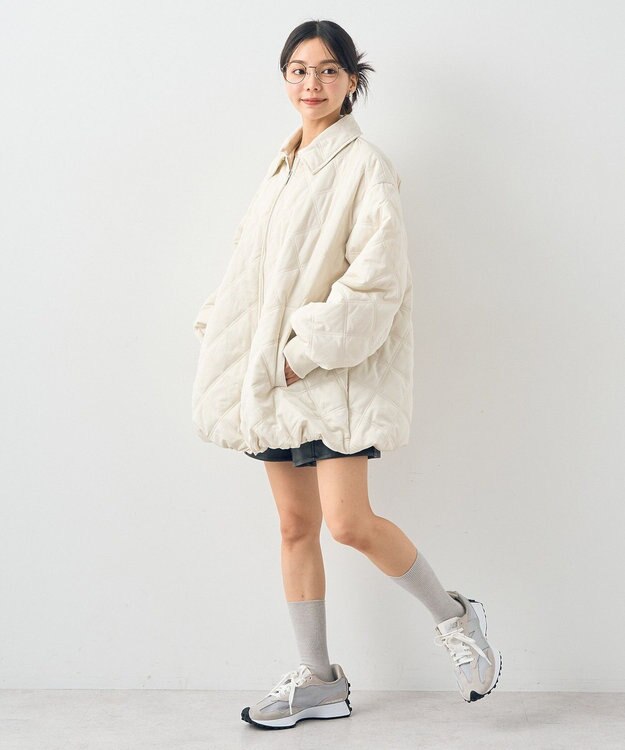 earth music&ecology ダブルステッチキルティングコート Ivory