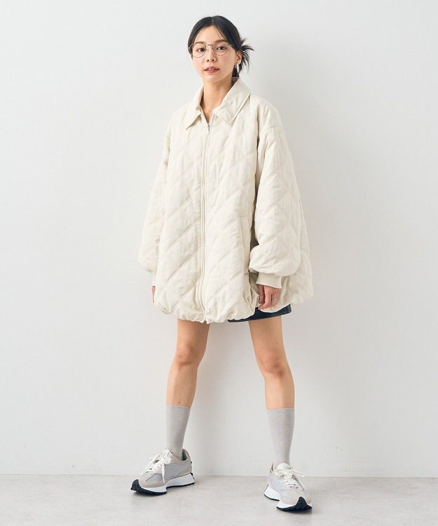 earth music&ecology ダブルステッチキルティングコート Ivory