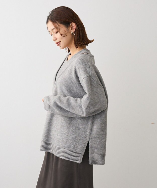 Green Parks フェイクレイヤードＶネックニットプルオーバー Gray Mixture