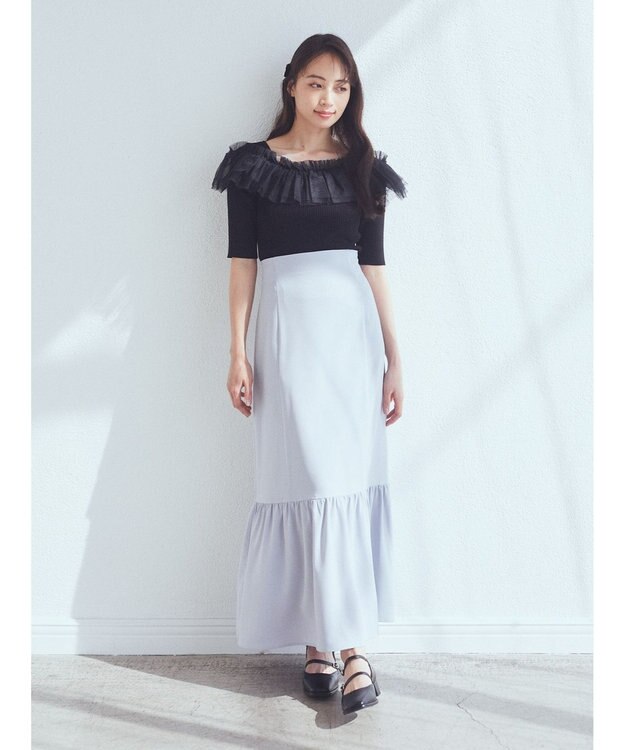 earth music&ecology デコルテチュールニットプルオーバー Black