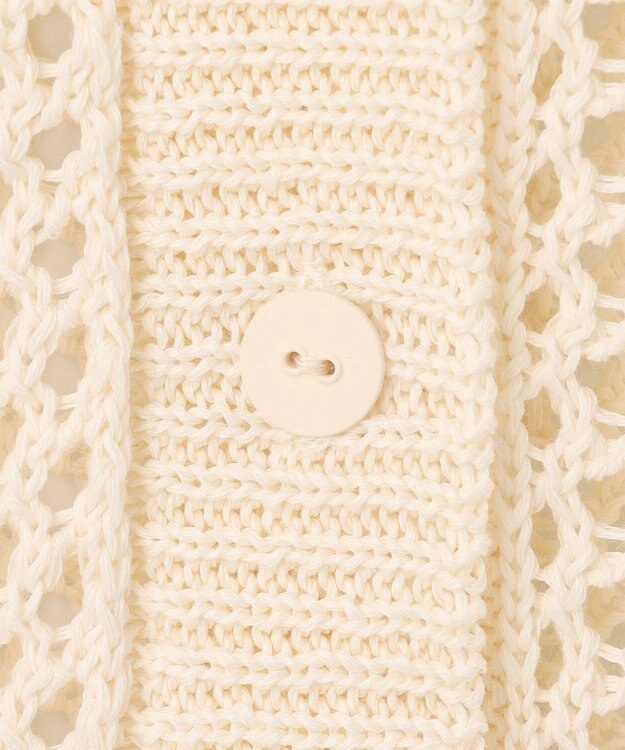 BEIGE， 【洗える】ALOE / コットンメッシュVネックミドル丈カーディガン Ecru