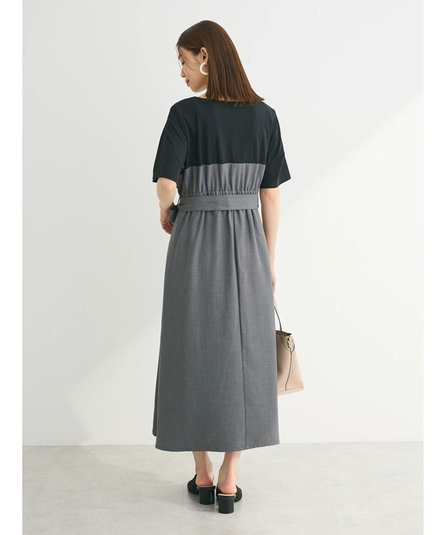 Green Parks 共ベルト付きビスチェ風ドッキングワンピース Gray Mixture