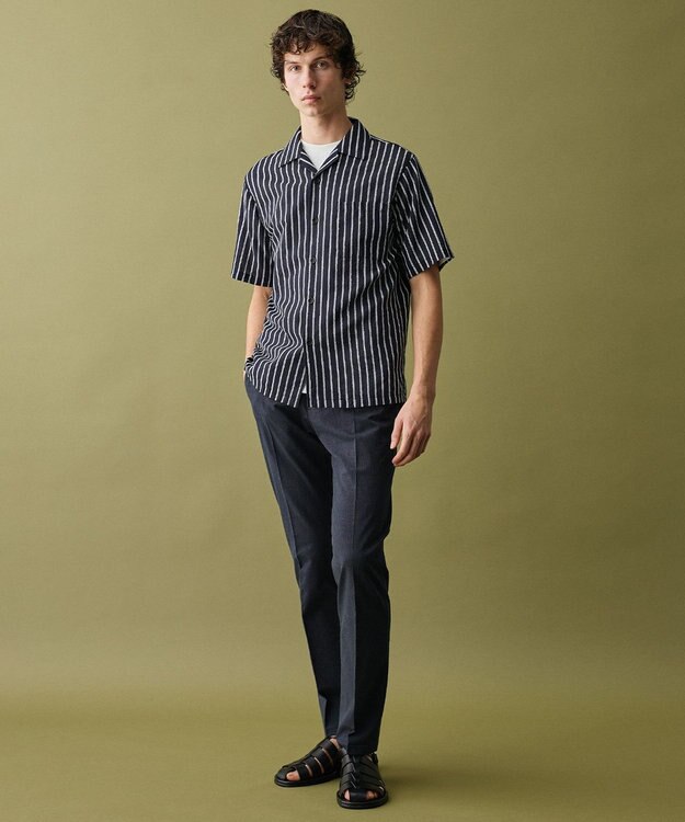 JOSEPH ABBOUD 【キングサイズ・ウエストも伸びる!オーガニックコットン使用】ムリネサマー パンツ ネイビー系