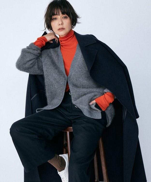 ICB フォックスカシミヤ カーディガン ライトグレー系