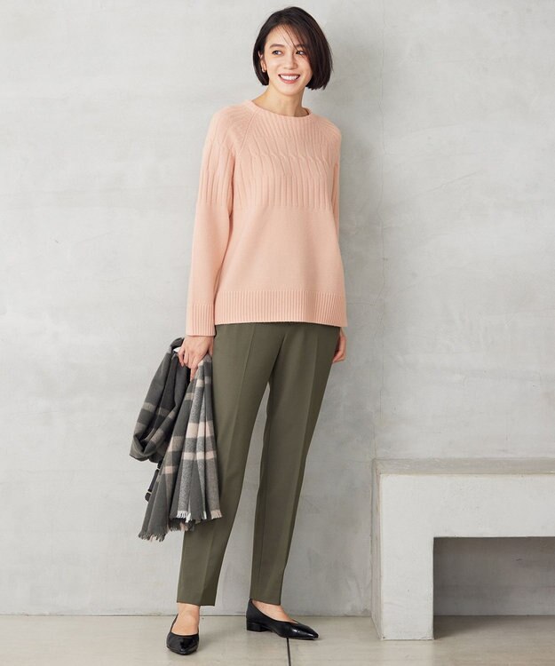 自由区 【洗える】ウールカシミヤブレンドケーブル ニット ピンク