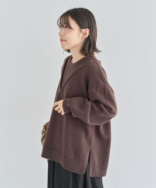 Green Parks フェイクレイヤードＶネックニットプルオーバー Brown
