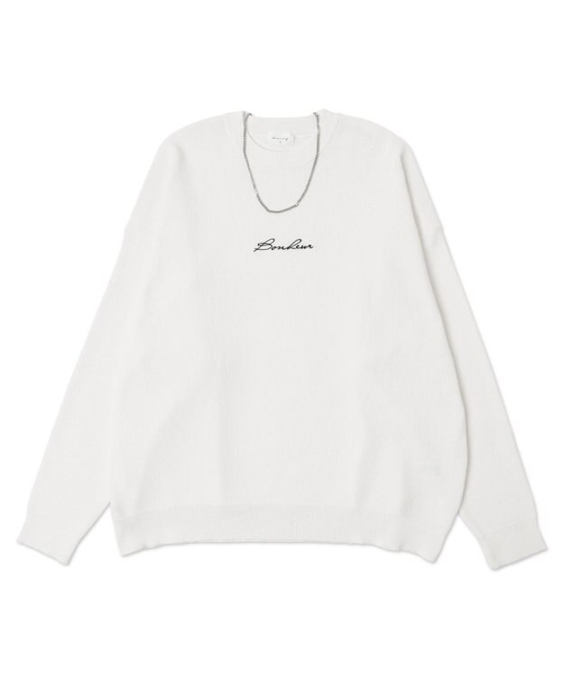 WEGO 【2点SET】アクセ付きワンポイントニットプルオーバー オフホワイト