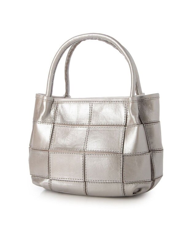 UNBILLION ピークスピーク PEAKSPEAK / 牛革パッチワーク・フラップトートS シルバー