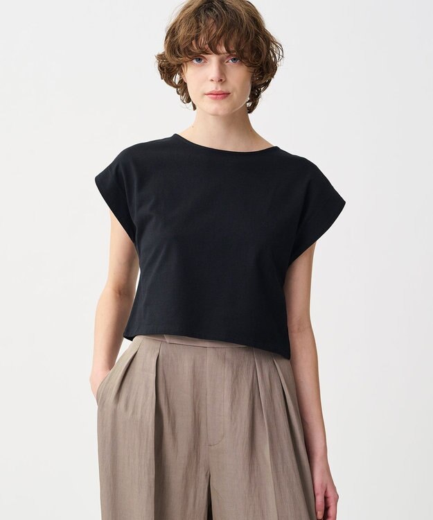 uncrave プレーンストレッチ ショートトップス ブラック