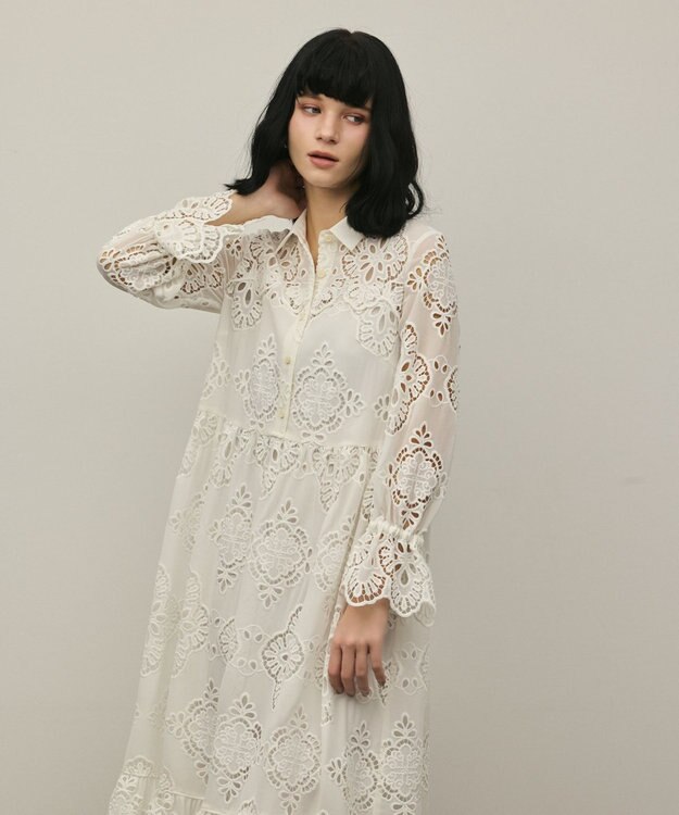 GRACE CONTINENTAL カットレースワンピース ホワイト