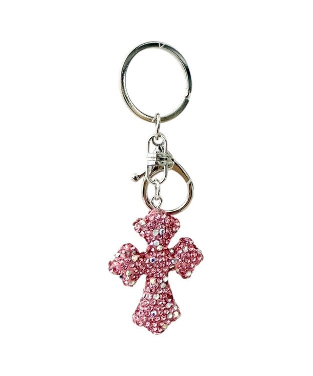 WEGO キラキラクロスキーホルダー ピンク