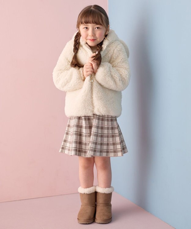 ANY KIDS しあわせタッチ ニット スカート モカチェック