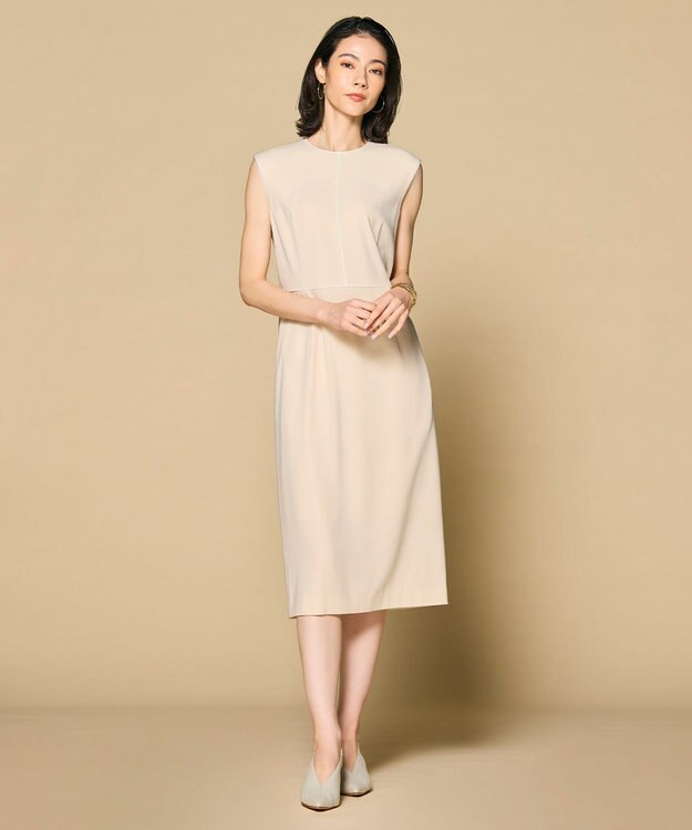 BEIGE， 【洗える・L-size】CINDY / クルーネックドレス Seer Orange × White