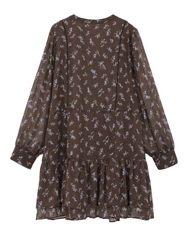 earth music&ecology フラワー楊柳ティアードミニワンピース Brown