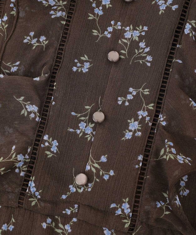 earth music&ecology フラワー楊柳ティアードミニワンピース Brown