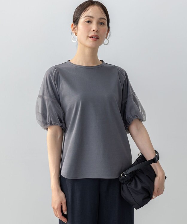 組曲 【WEB限定】チュールポンチドッキング Tシャツ グレー系