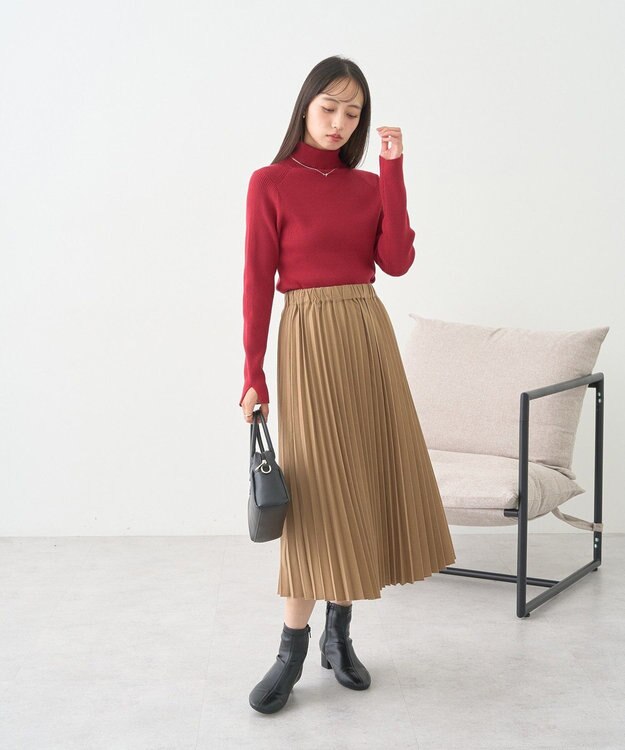 earth music&ecology プリーツミディスカート Beige