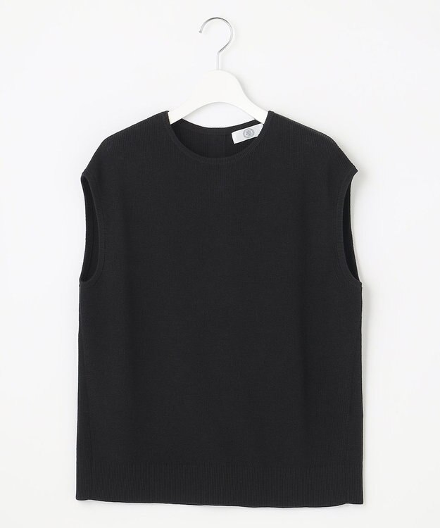 J.PRESS LADIES L 【洗える】コットンアセテート畦 ニットベスト ブラック系