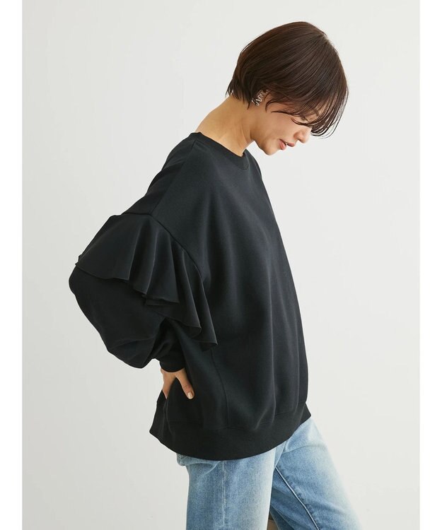 Green Parks ・ＳＵＧＡＲ　ＳＰＯＯＮ　ラッフルショルダースウェット Black