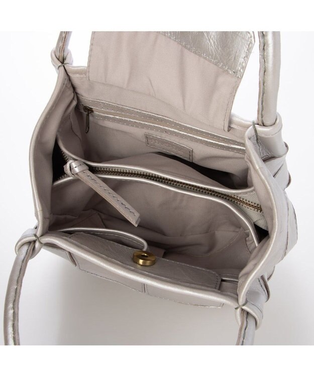 UNBILLION ピークスピーク PEAKSPEAK / 牛革パッチワーク・フラップトートS シルバー