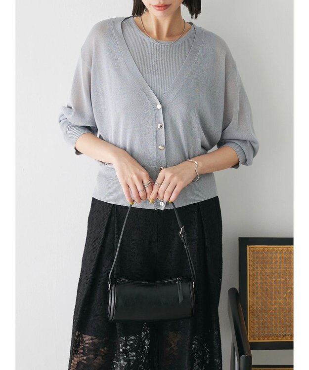 Green Parks シアーカーディガン＋タンクトップＳＥＴ Gray