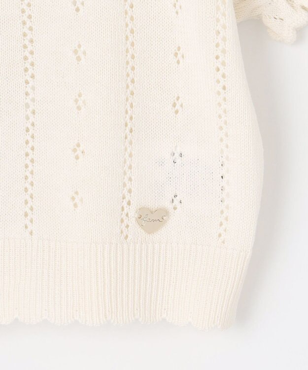 ANY KIDS 半袖 ニット カーディガン オフホワイト