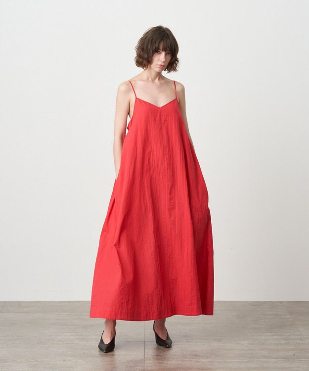 ATON WRINKLES COTTON | キャミドレス RED