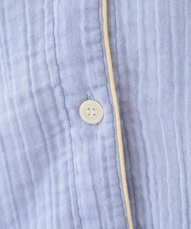 UCHINO クレープガーゼ ノーカラーレディスパジャマ ブルー