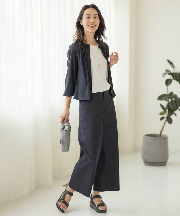 J.PRESS LADIES L シアージャージー ブルゾン ネイビー系