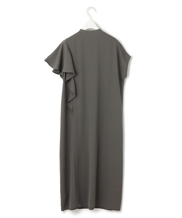 ICB 【接触冷感・UVケア・防シワ・洗える】エステルダブルクロス ラッフルスリーブワンピース グレー系