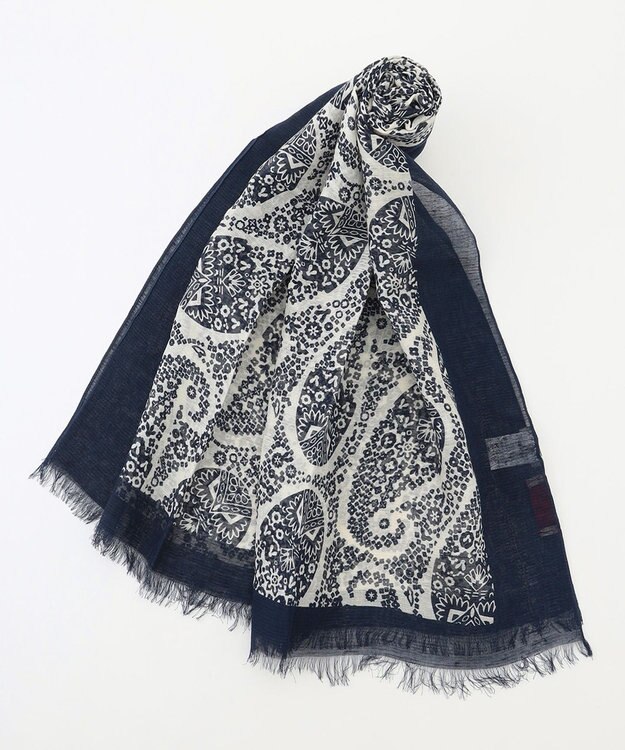 JOSEPH ABBOUD 【CAMERUCCI ARCHIVIO】ビッグペイズリーパターン ストール ネイビー系6