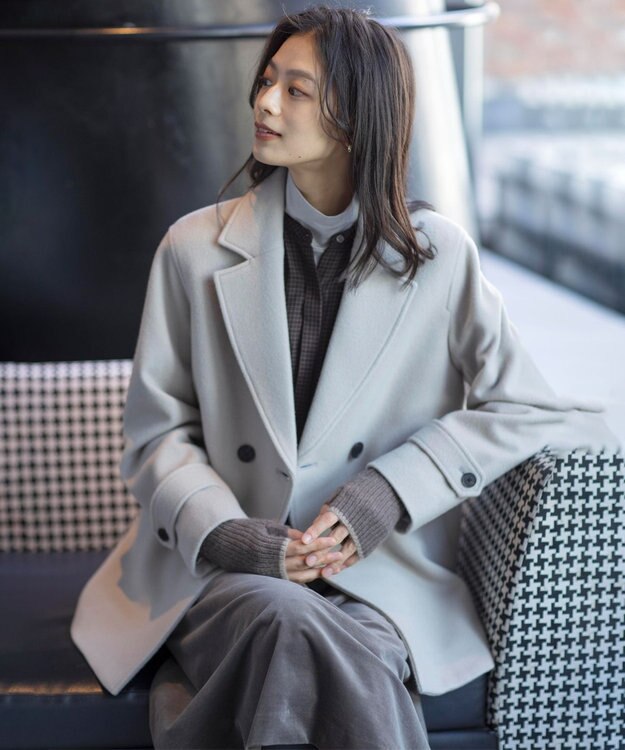 J.PRESS LADIES ウールジャージー  タートルネック カットソー ベージュ系