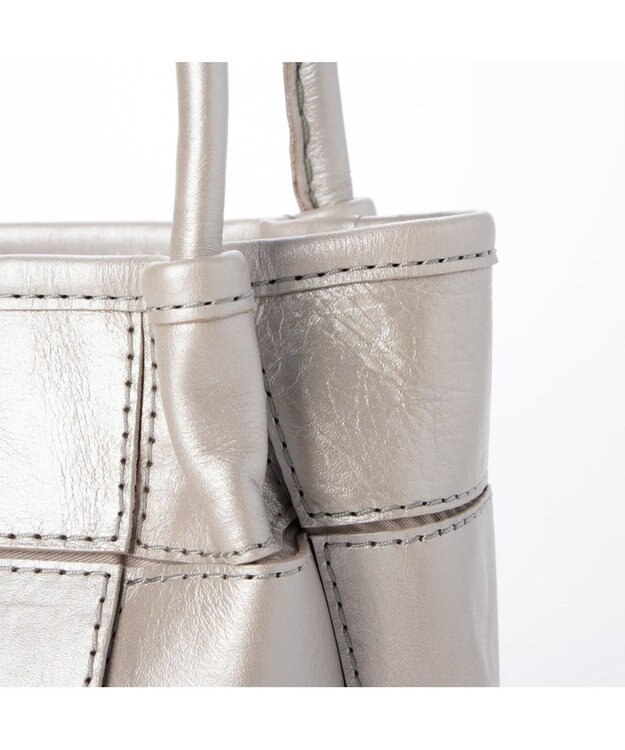 UNBILLION ピークスピーク PEAKSPEAK / 牛革パッチワーク・フラップトートS シルバー