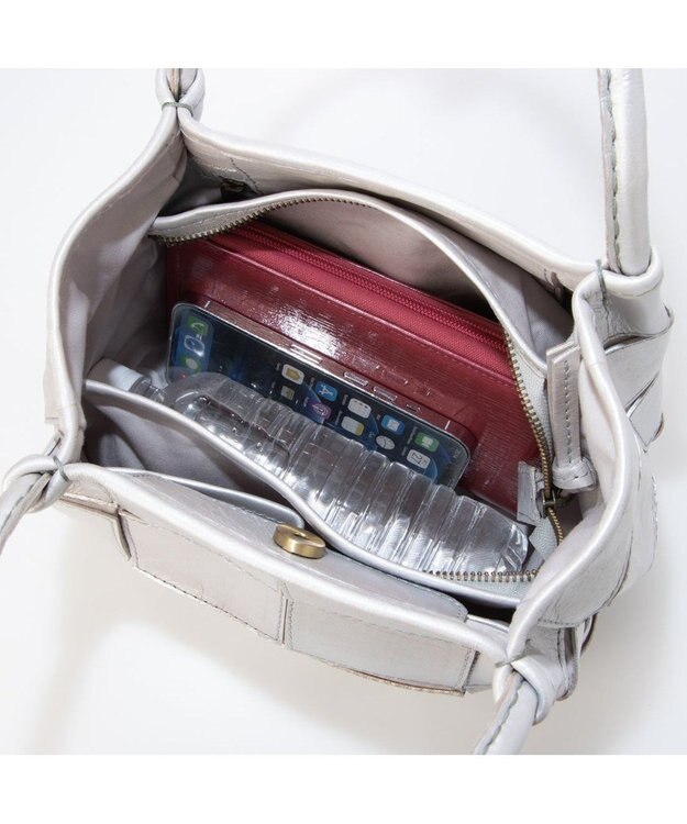 UNBILLION ピークスピーク PEAKSPEAK / 牛革パッチワーク・フラップトートS シルバー