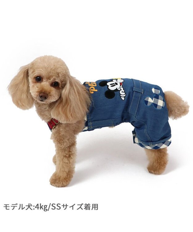 PET PARADISE ディズニー ミッキーマウス＆プルート  お散歩柄オーバーオール   【小型犬】 紺（ネイビー・インディゴ）