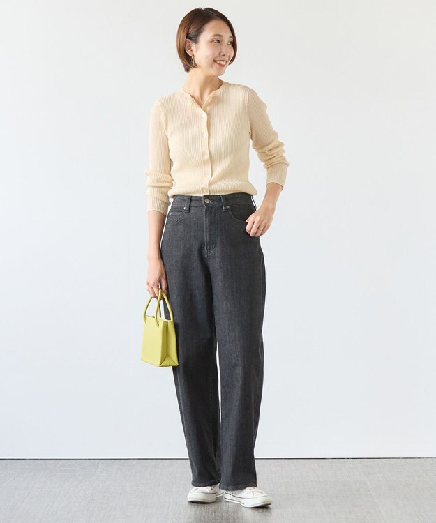 UNFILO シアーリブ ニットカーディガン クリーム