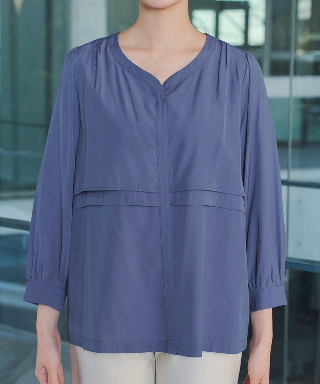 Tiaclasse L レイヤードデザインブラウス ブルー