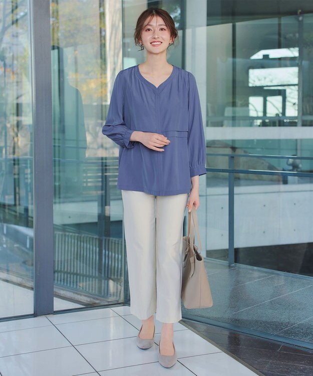 Tiaclasse L レイヤードデザインブラウス ブルー