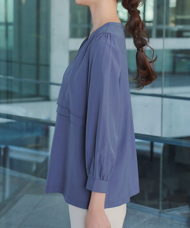 Tiaclasse L レイヤードデザインブラウス ブルー