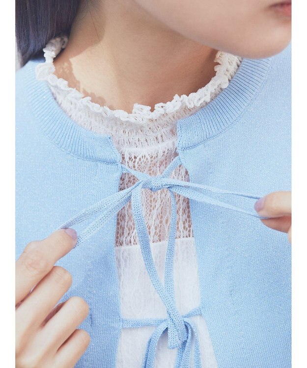 earth music&ecology ラメニットカーディガン Sax