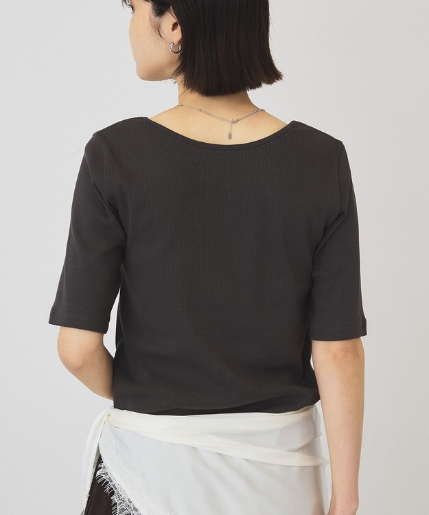 AMERICAN HOLIC スクエアネック5分袖プルオーバー Charcoal Gray
